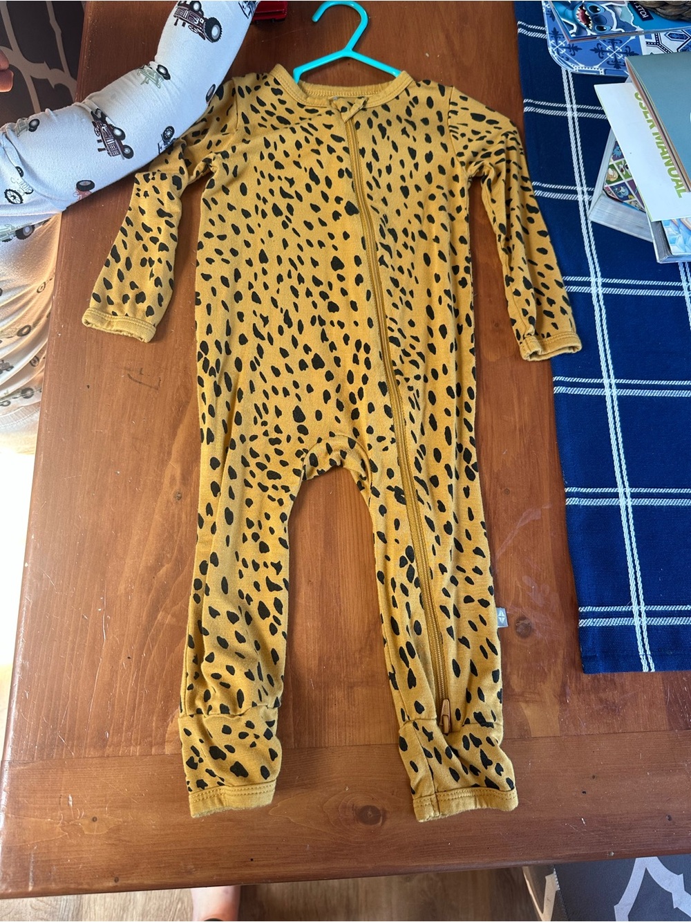 Kyte BABY Mustard Yellow Leopard Print One-Piece Footie